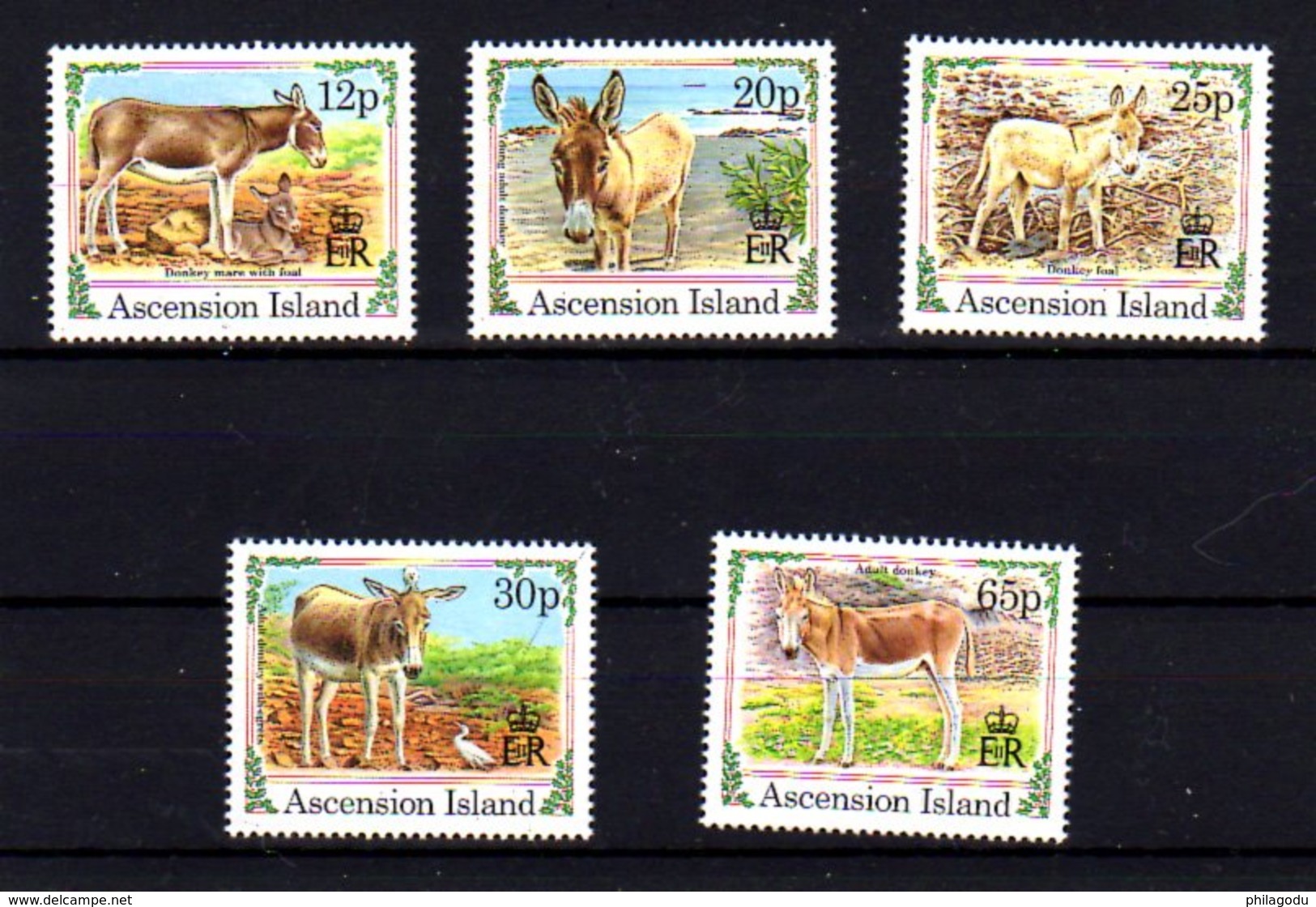 Ascension 1994 ; Les ânes, 618 / 622**, Cote 13 €, - Donkeys