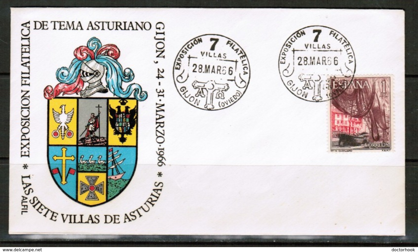 SPAIN  1966 GIJON PHILATELIC EXHIBITION COVER (28/MAR/66) (OS-503) - Lettres & Documents