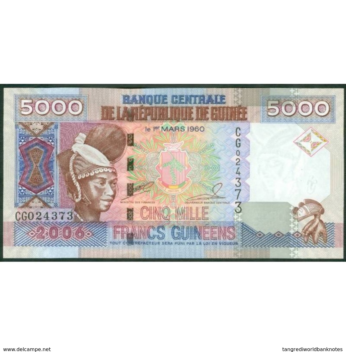 TWN - GUINEA 41a - 5000 5.000 Francs 2006 Prefix CG UNC - Guinee