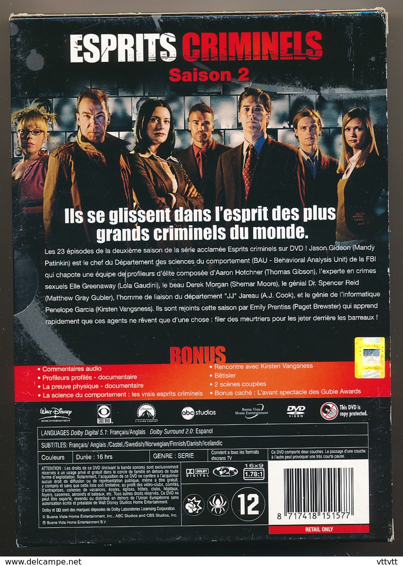 ESPRITS CRIMINELS, CRIMINAL MINDS, L'intégrale De La Saison 2, Coffret 6 DVD, Très Bon état - Séries Et Programmes TV