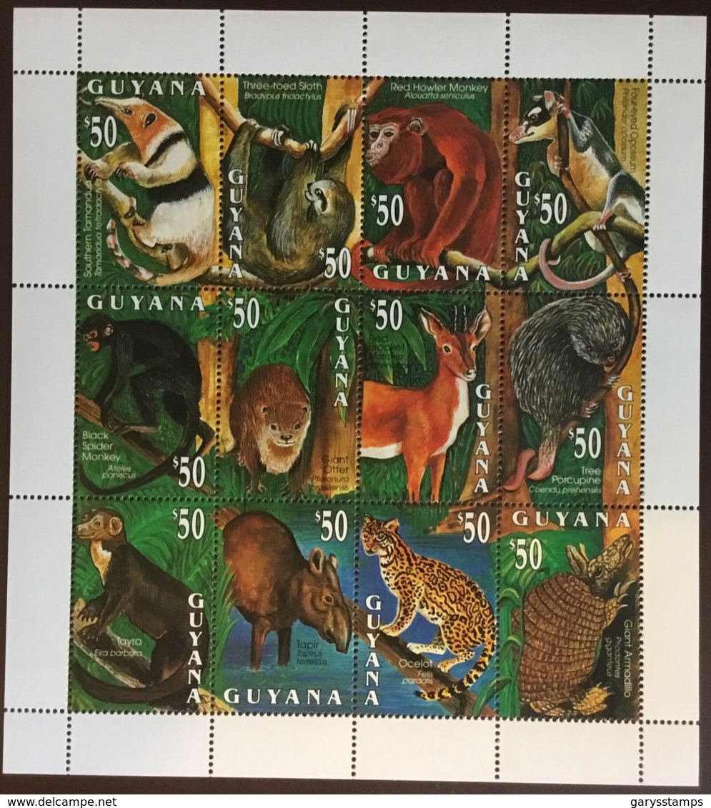 Guyana 1993 Mammals Animals Sheetlet MNH - Sonstige & Ohne Zuordnung