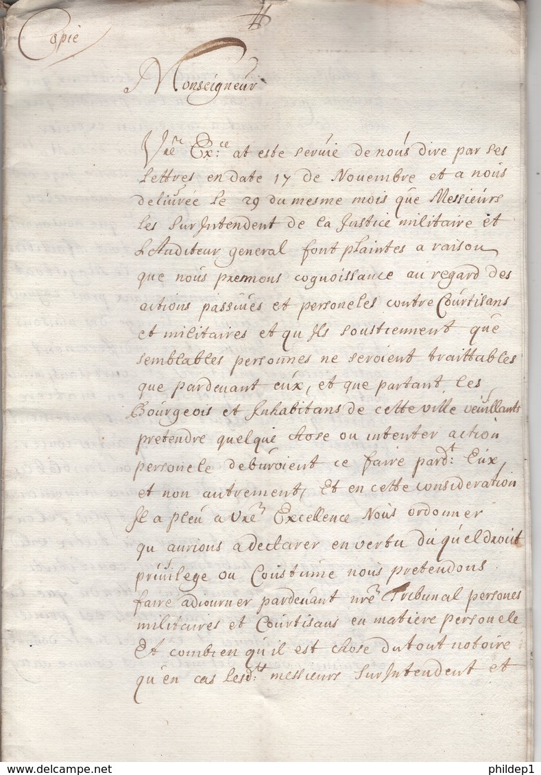 Jen. Requête Présentée Au Souverain. Novembre 1662. - ... - 1799