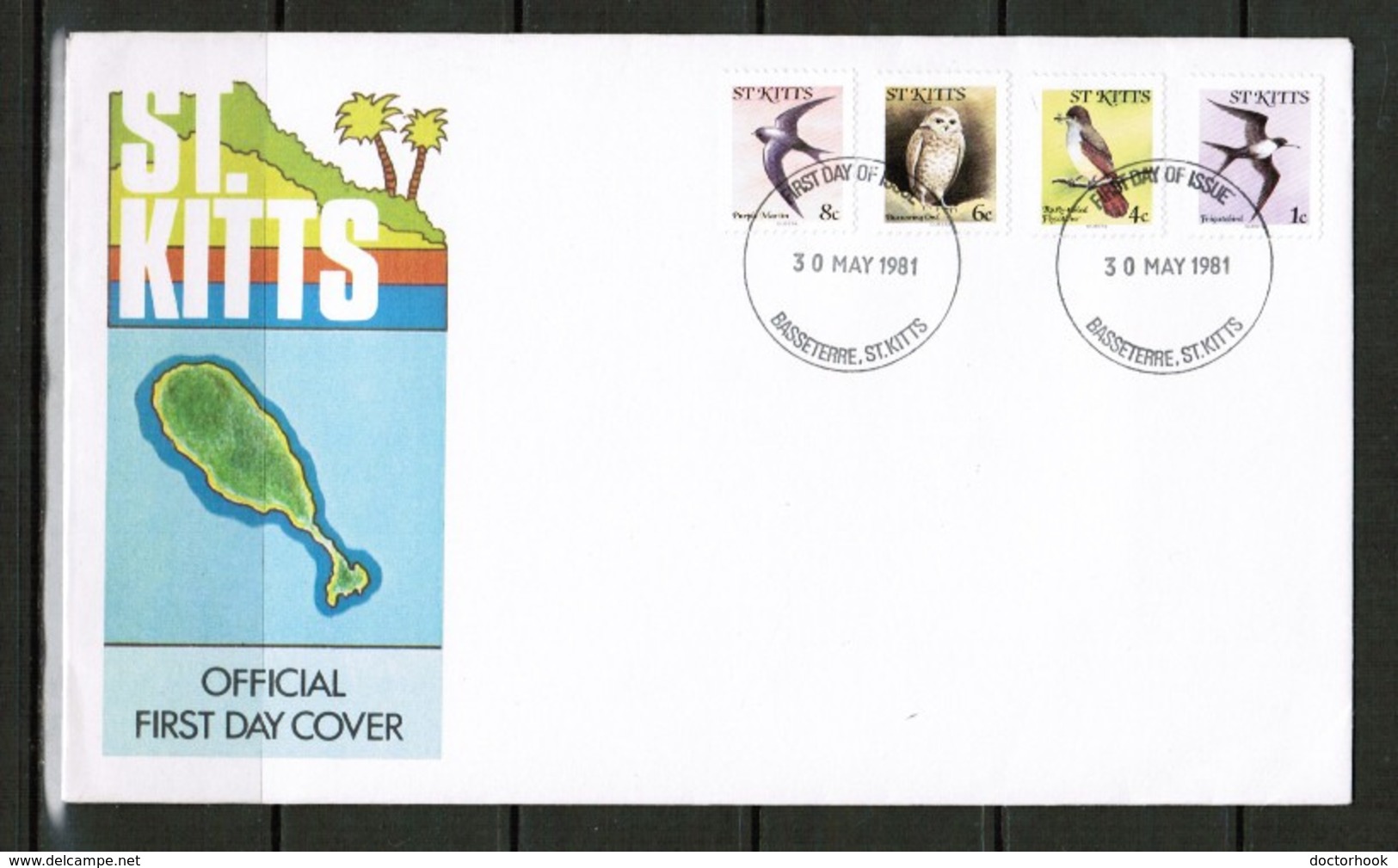 ST.KITTS  1981 BIRDS On FIRST DAY COVER FDC (30/MAY/1981) (OS-507) - America (Other)