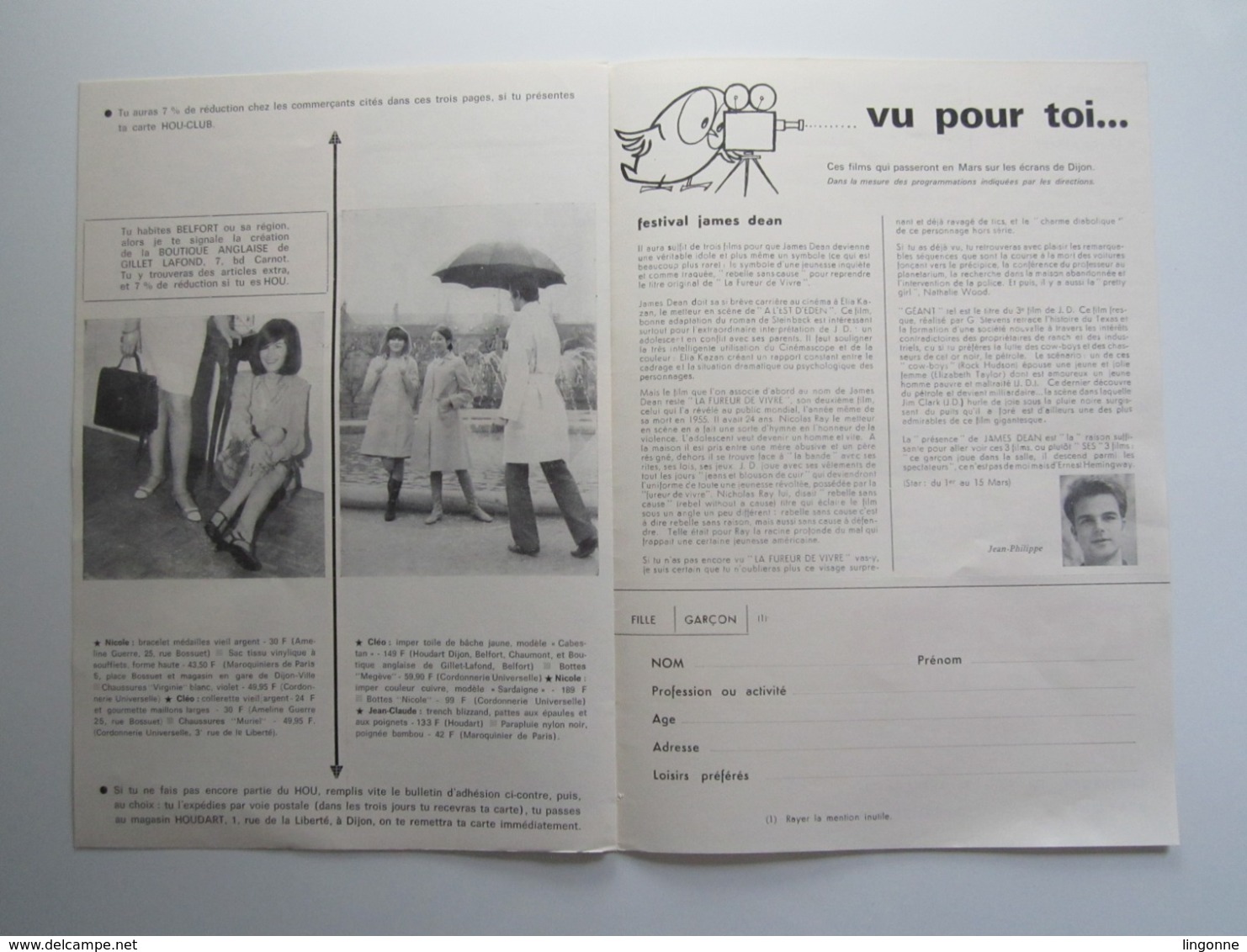TRÈS RARE HOU Le Journal Du Hou'club MARS 1967 N°8 SYLVIE VARTAN LES TROGGS ADAMO VILLARD STONES DUTRONC JAMES DEAN - Musica