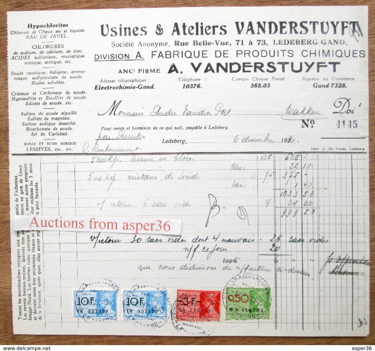 Fabrique De Produits Chimiques, Usines Vanderstuyft, Rue Belle-Vue, Ledeberg Gent 1940 - 1900 – 1949