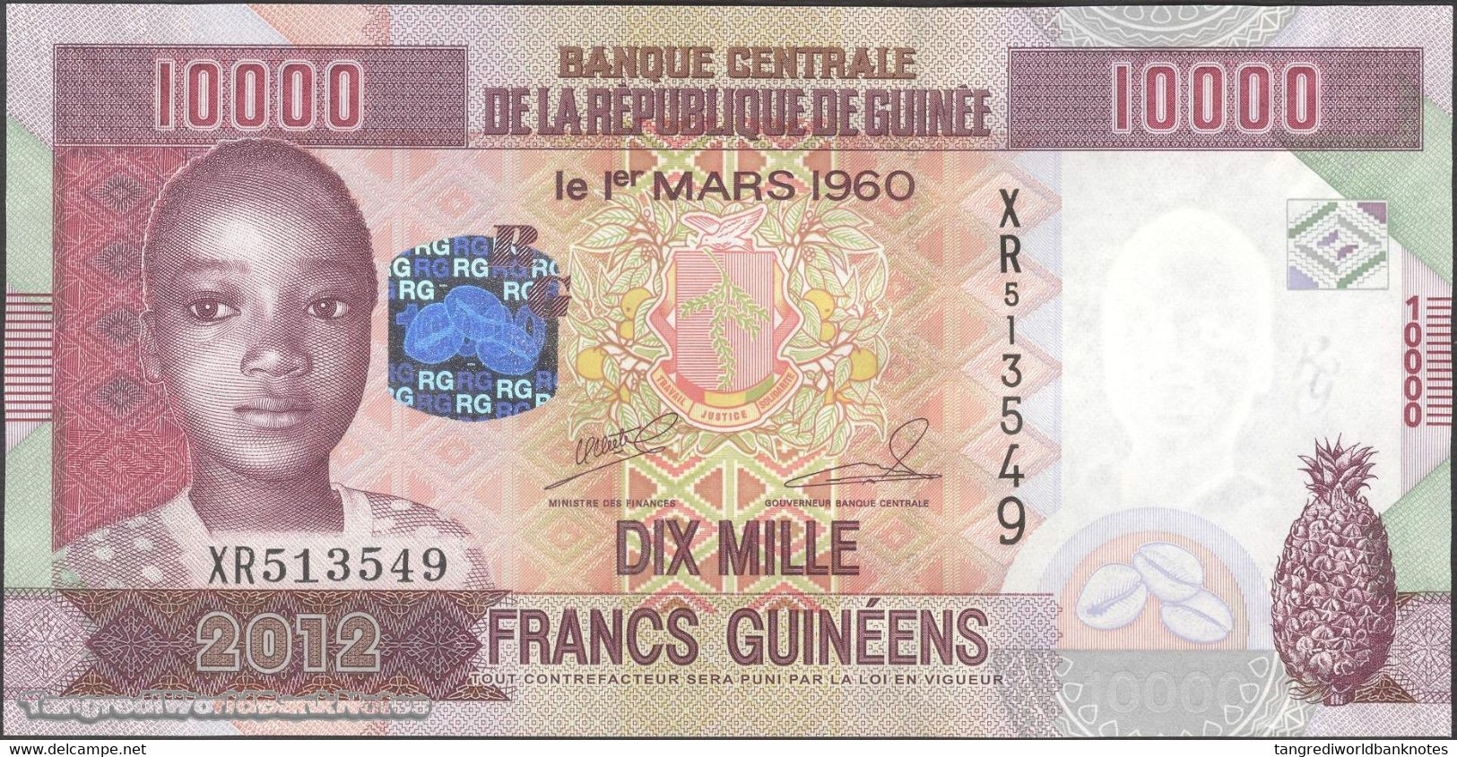 TWN - GUINEA 46 -10000 10.000 Francs 2012 Prefix XR UNC - Guinea