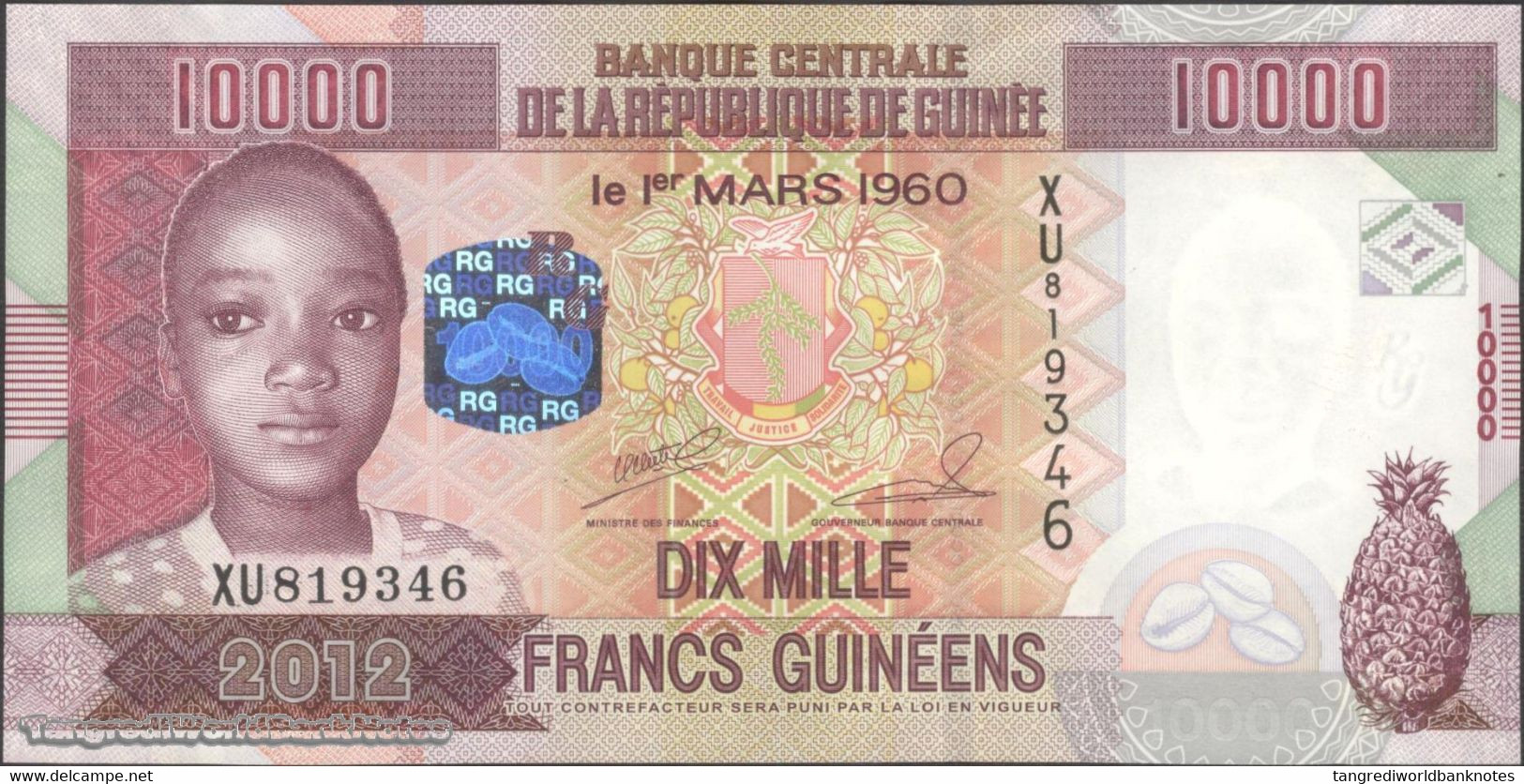 TWN - GUINEA 46 - 10000 10.000 Francs 2012 Prefix XU UNC - Guinee