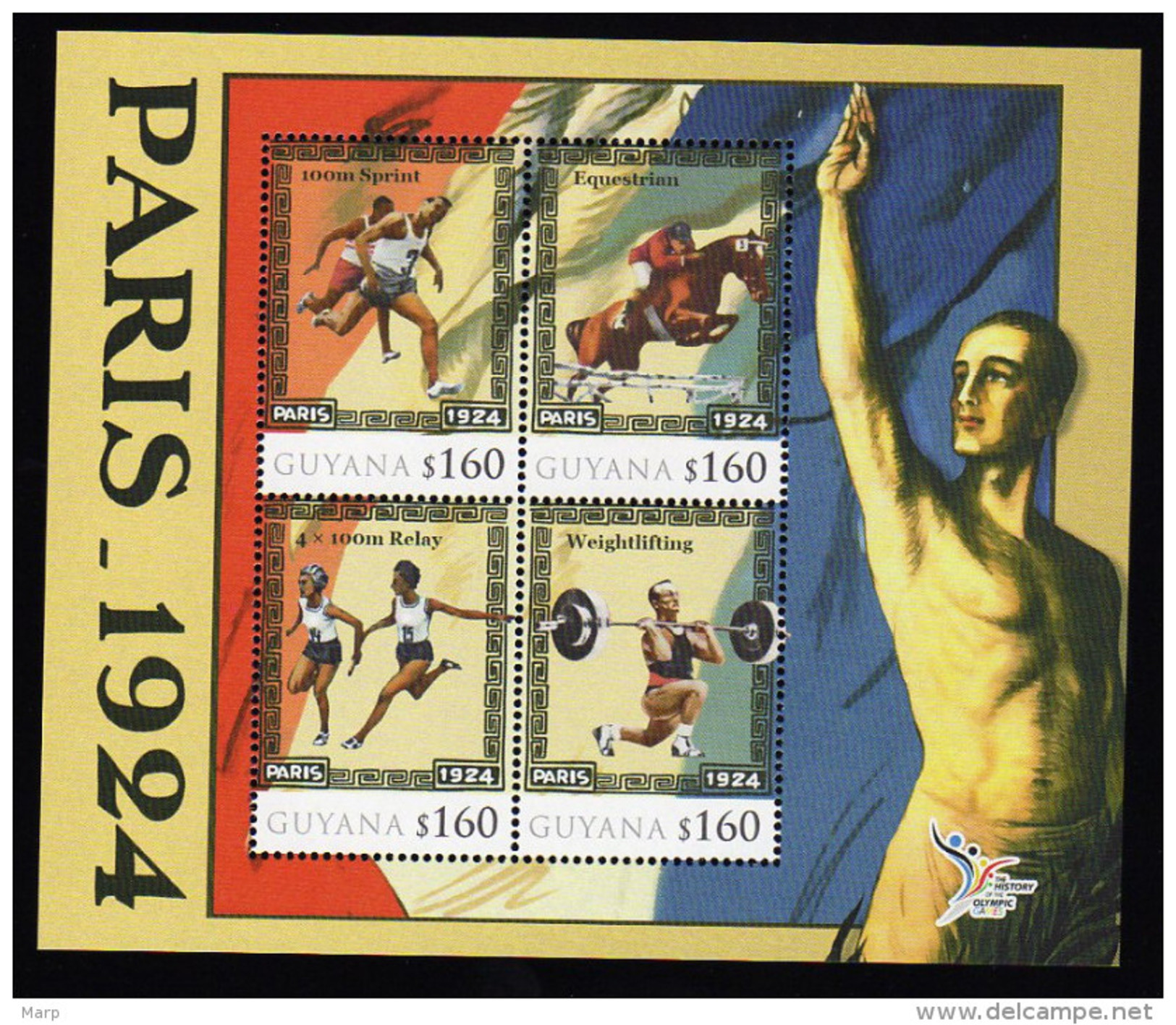 Guyana S/Sheet Mnh History Olympic Games Paris 1924 With Weightlifting/Sprint And Others - Other & Unclassified