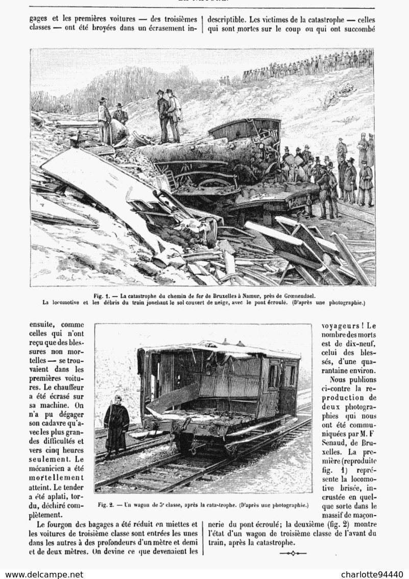CHEMINS DE FER  De BRUXELLES à NAMUR  " LA CATASTROPHE DE GROENENDAEL En BELGIQUE "   1889 (2) - Bélgica