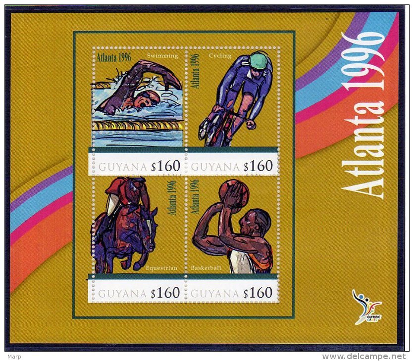 Guyana S/Sheet Mnh History Olympic Games Atlanta 1996 With Cycling/Swimming And Others - Other & Unclassified