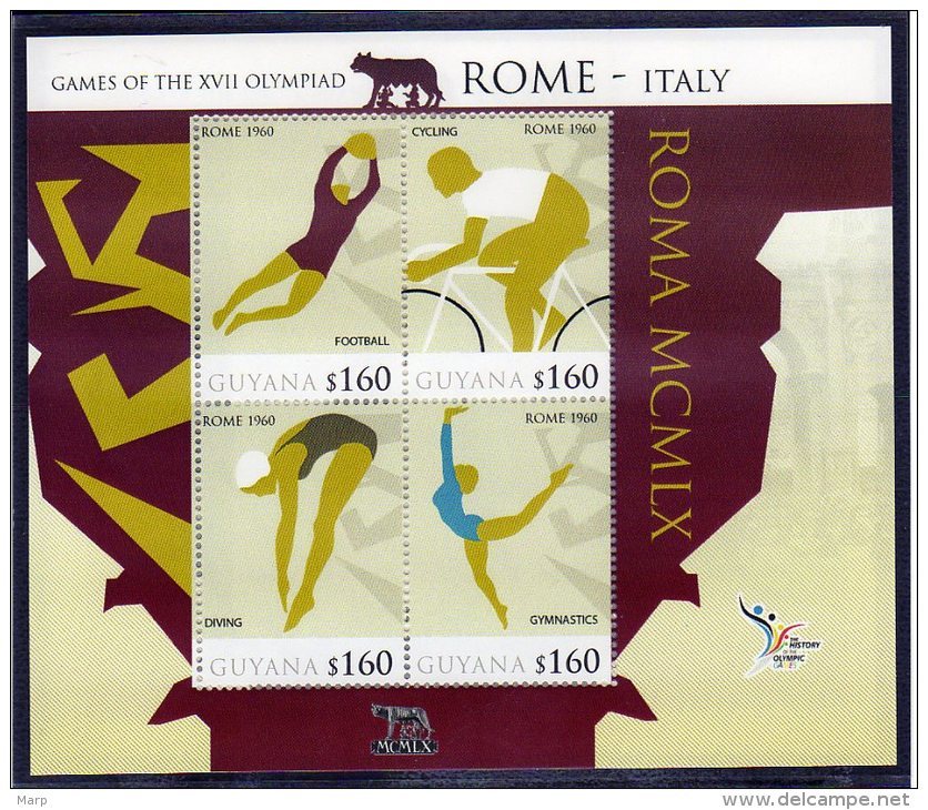 Guyana S/Sheet Mnh History Olympic Games Rome 1960 With Cycling/Football And Others - Other & Unclassified