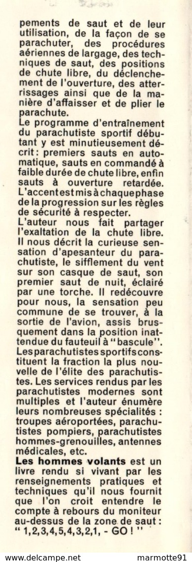 LES HOMMES VOLANTS PAR BUD SELLICK  ART ET TECHNIQUE PARACHUTISME SPORTIF PARA SAUT - Paracadutismo