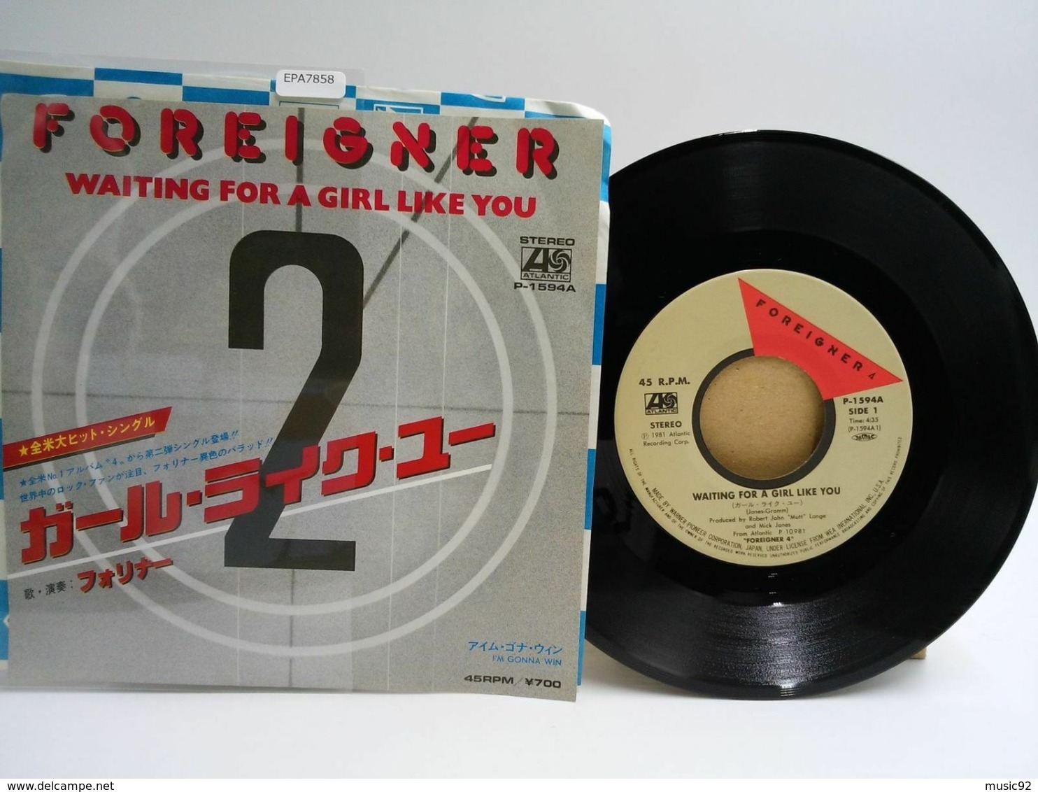 Foreigner 45t Vinyle Waiting For A Girl Like You Japon - Hard Rock & Metal