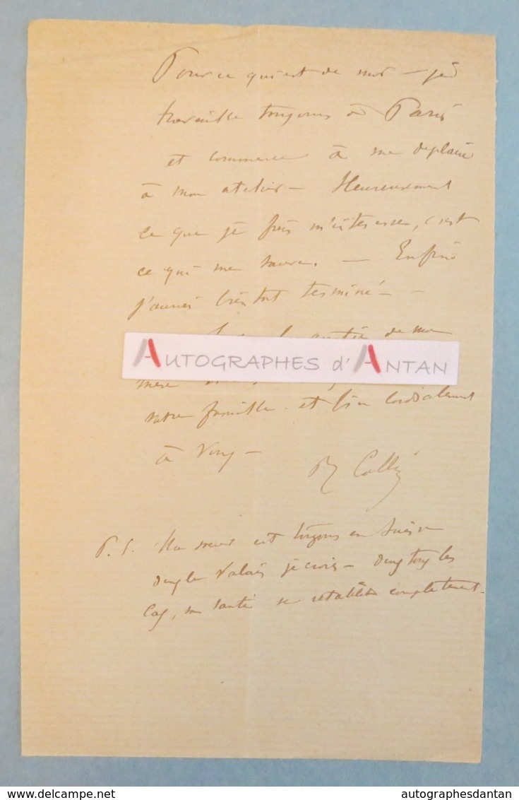 L.A.S 1890 Louis Joseph Raphael COLLIN Peintre & Illustrateur - Lucas - Lettre Autographe - Paris Brionne - Autres & Non Classés