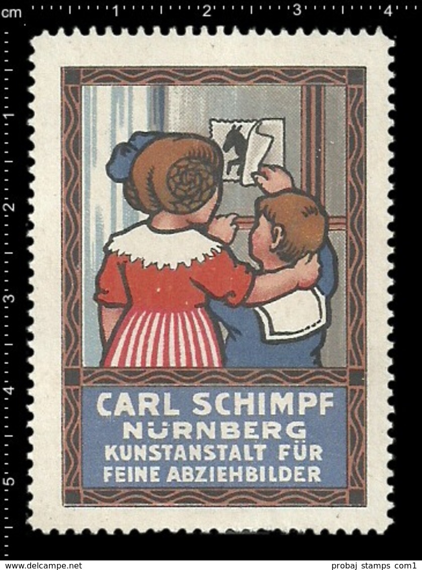 Old Poster Stamp Cinderella Reklamemarke Erinnofili Vignette Carl Schimpf Nürnberg Nuremberg Kid Kind Horse Pferd. - Erinnophilie