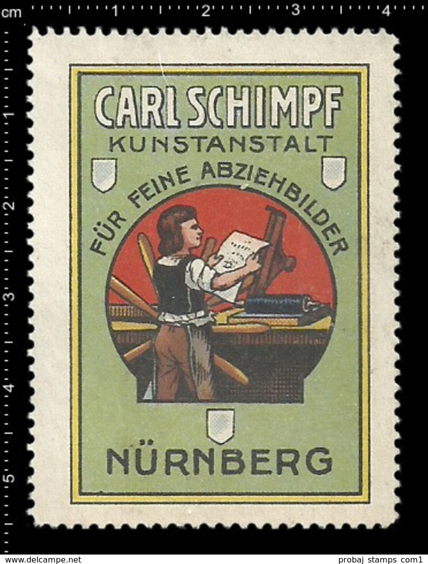 Old Poster Stamp Cinderella Reklamemarke Erinnofili Vignette Carl Schimpf Nürnberg Nuremberg Kunstanstalt. - Cinderellas