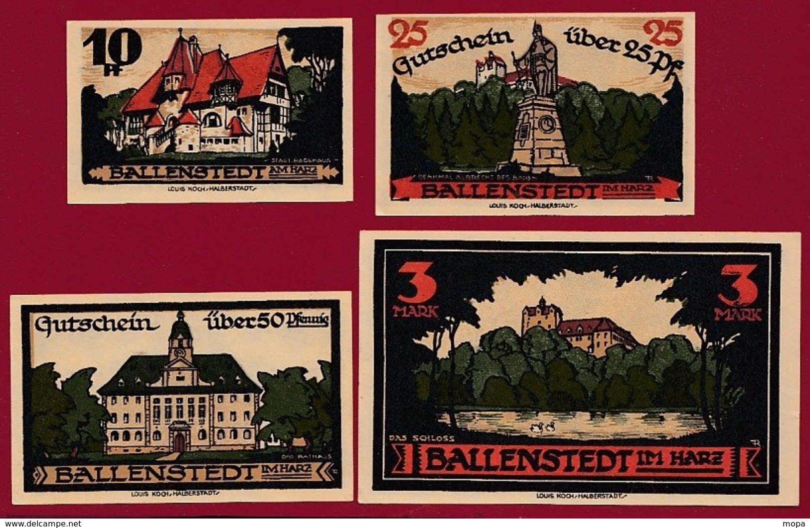 Allemagne 4 Notgeld  Stadt Ballenstedt Im Harz  Dans L 'état N °7 - Collections