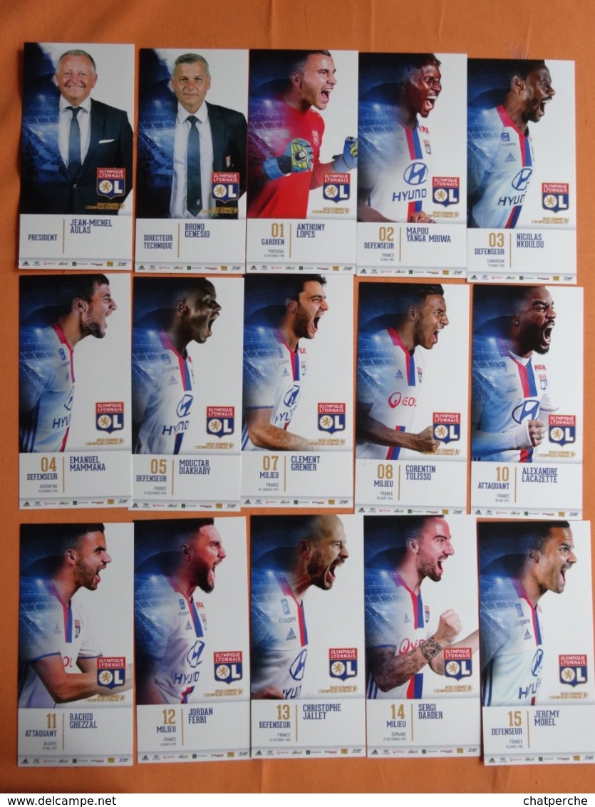 SPORT FOOTBALL LOT 30 CARTES DE L'EQUIPE DE L'OLYMPIQUE LYONNAIS SAISON 2016 - 2017 FEKIR GONALON LOPES LACAZETTE ... - Fútbol