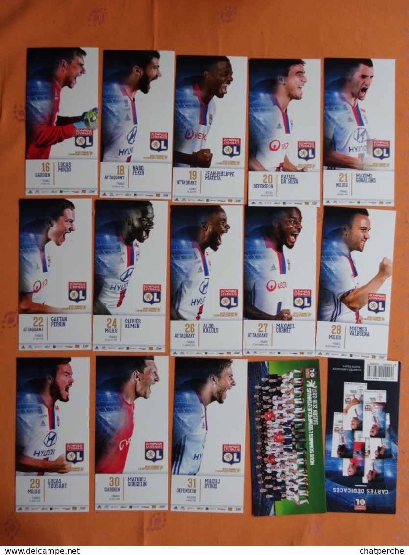 SPORT FOOTBALL LOT 30 CARTES DE L'EQUIPE DE L'OLYMPIQUE LYONNAIS SAISON 2016 - 2017 FEKIR GONALON LOPES LACAZETTE ... - Fútbol