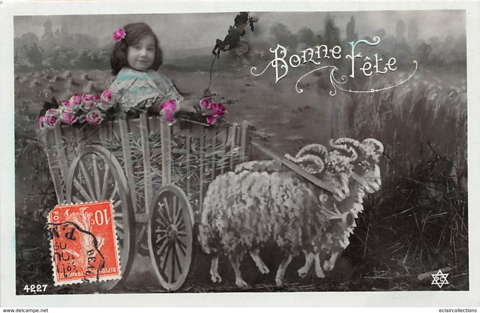 Thème:   Attelage Divers Et Chaise A Porteur. Attelage De Moutons    Glacée. Bonne Fête    Voir Scan) - Sonstige & Ohne Zuordnung