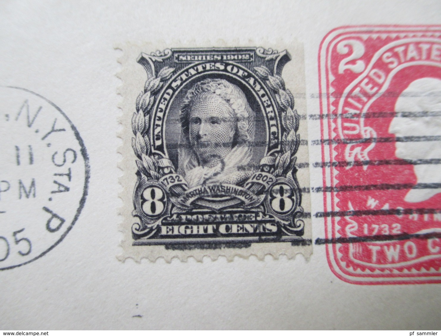 USA 1905 GA Umschlag Mit Zusatzfrankatur Nr. 144 Rechts Ungezähnt Martha Washington Brief Nach Bonn Mit Ak Stempel - Covers & Documents