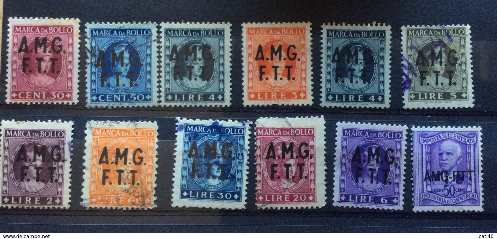 MARCA DA BOLLO  TRIESTE AMG FTT  LOTTO DI 12 PEZZI SCELTI - Revenue Stamps