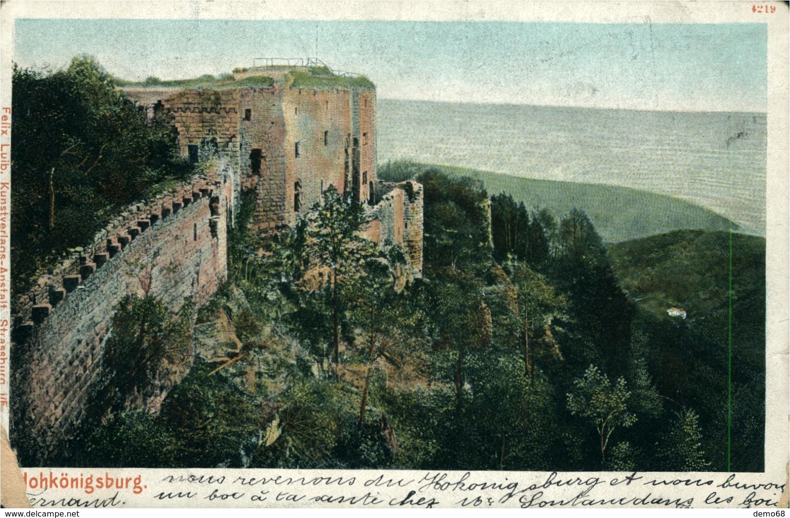 Château Du Hohkönigsburg  Vue D'une Partie Des Remparts Belle Cromolitho De 19...?  Félix Luib - Châteaux