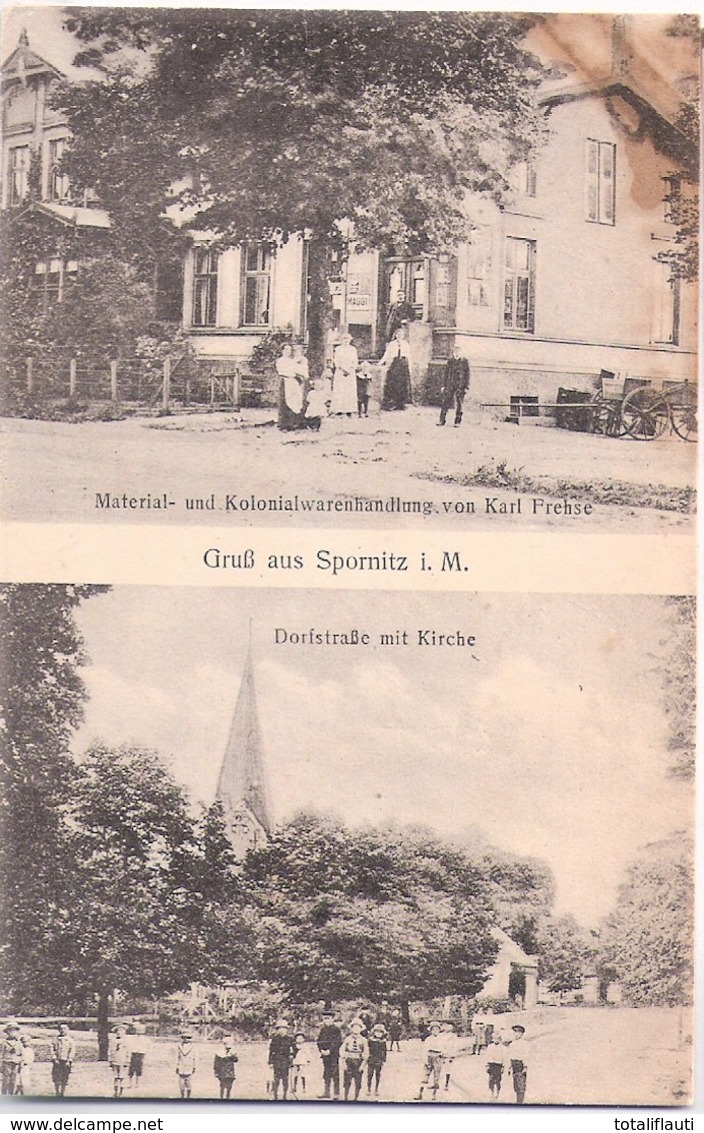 SPORNITZ Mecklenburg Materialwaren Karl Frehse Emailschilder Gelaufen Bahnpost LUDWIGSLUST - NEUBRANDENBURG 26.9.1917 - Parchim