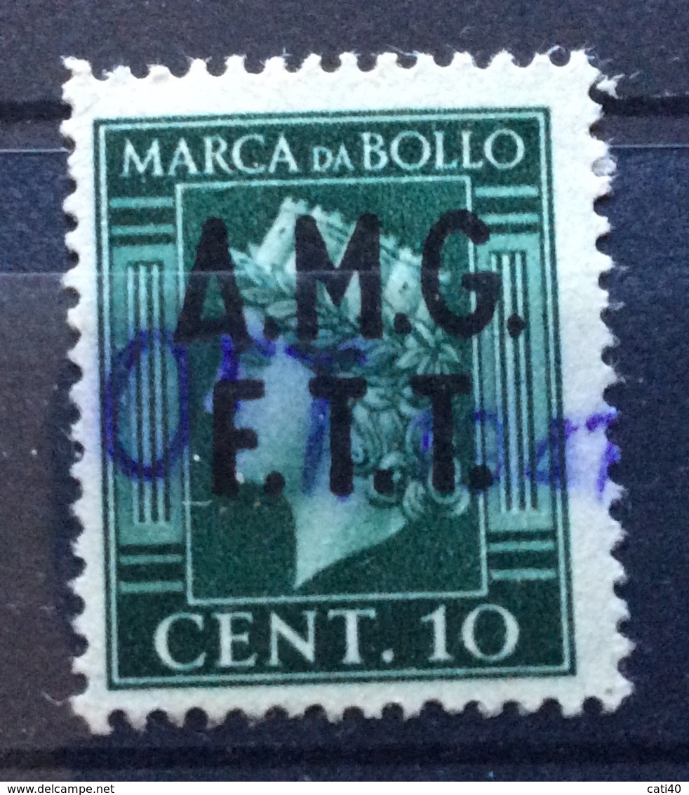 MARCA DA BOLLO  TRIESTE AMG FTT    TASSA FISSA  1947  CENT. 10 - Revenue Stamps