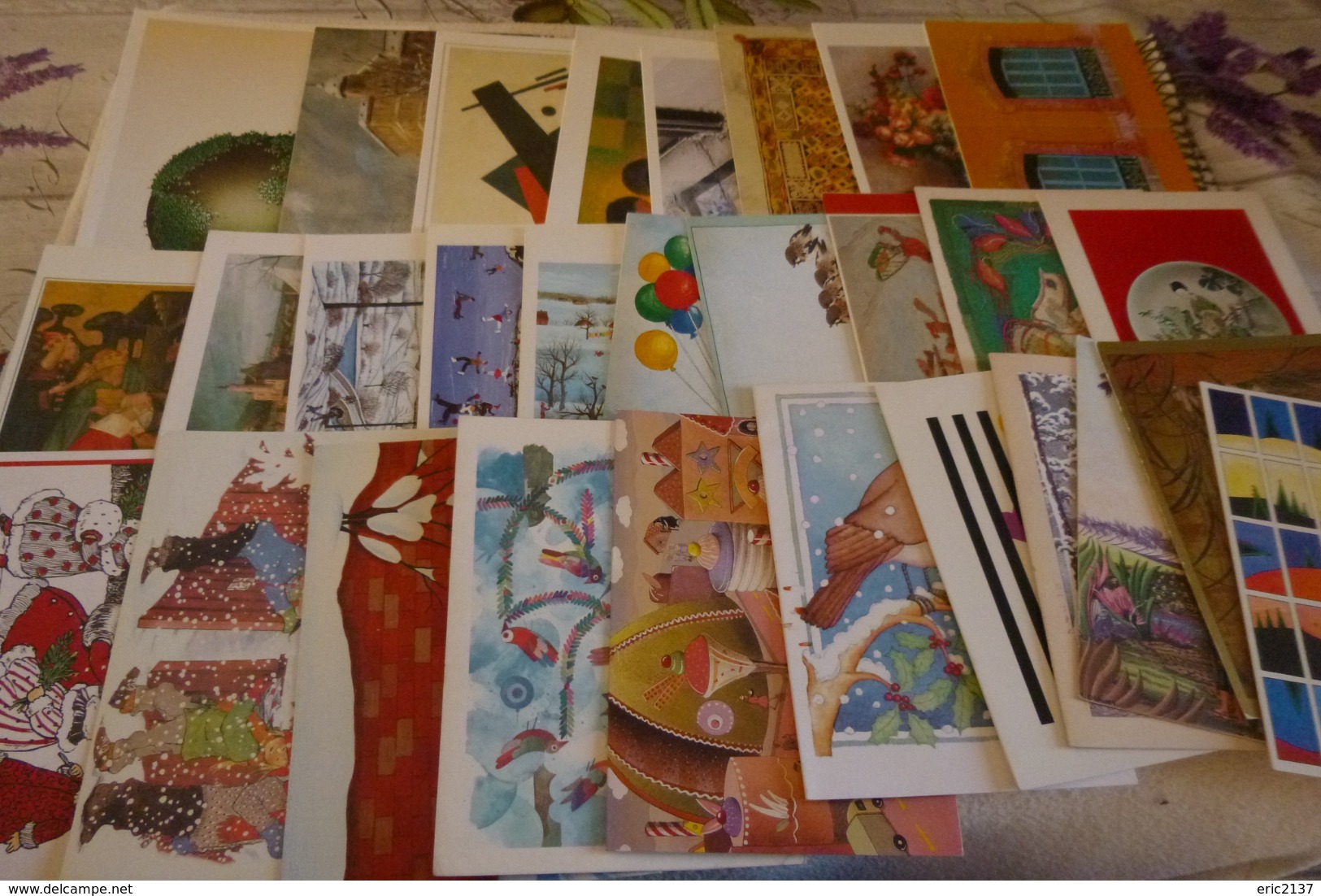 LOT DE 28 CARTES DOUBLES ...ART..TABLEAUX ...ILLUSTRATIONS...AU PROFIT DE L'UNICEF - 5 - 99 Postcards