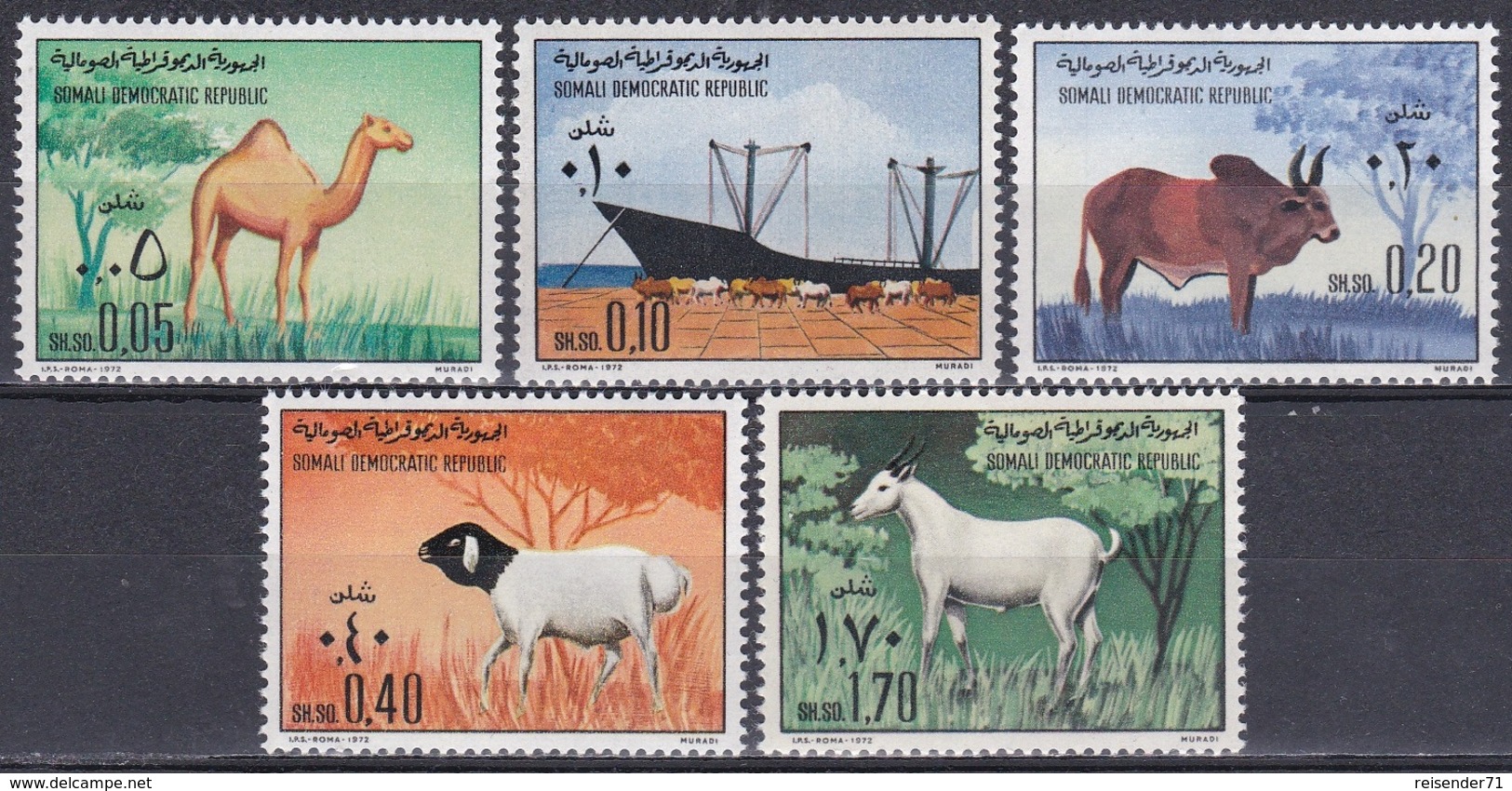 Somalia 1972 Wirtschaft Economy Viehzucht Animals Husbandry Farming Kamele Camels Rinder Cattles Schafe, Mi. 191-5 ** - Somalia (1960-...)