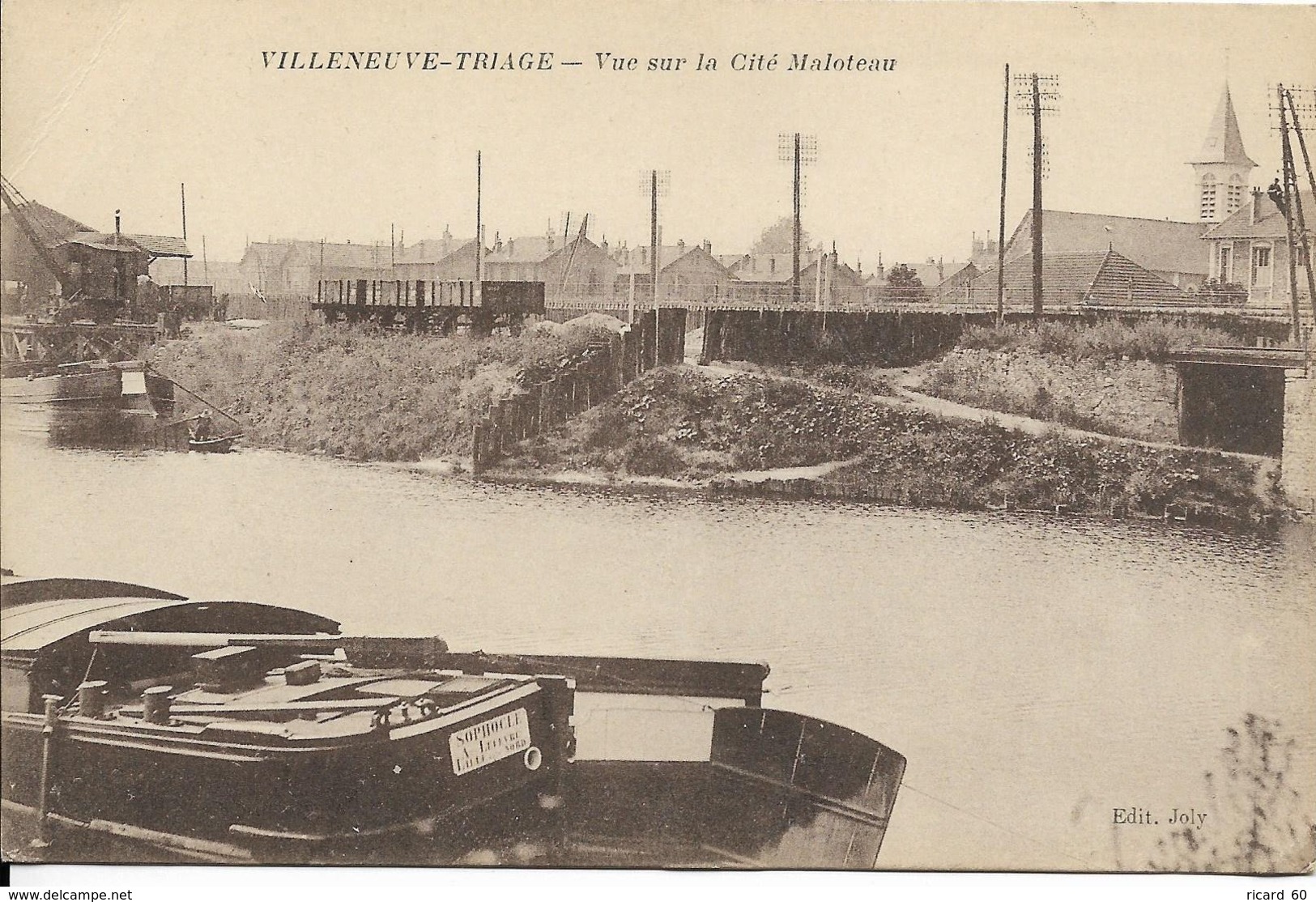 Cpa Villeneuve-triage, Vue Sur La Cité Maloteau, Voies Ferrée, Péniches - Villeneuve Saint Georges