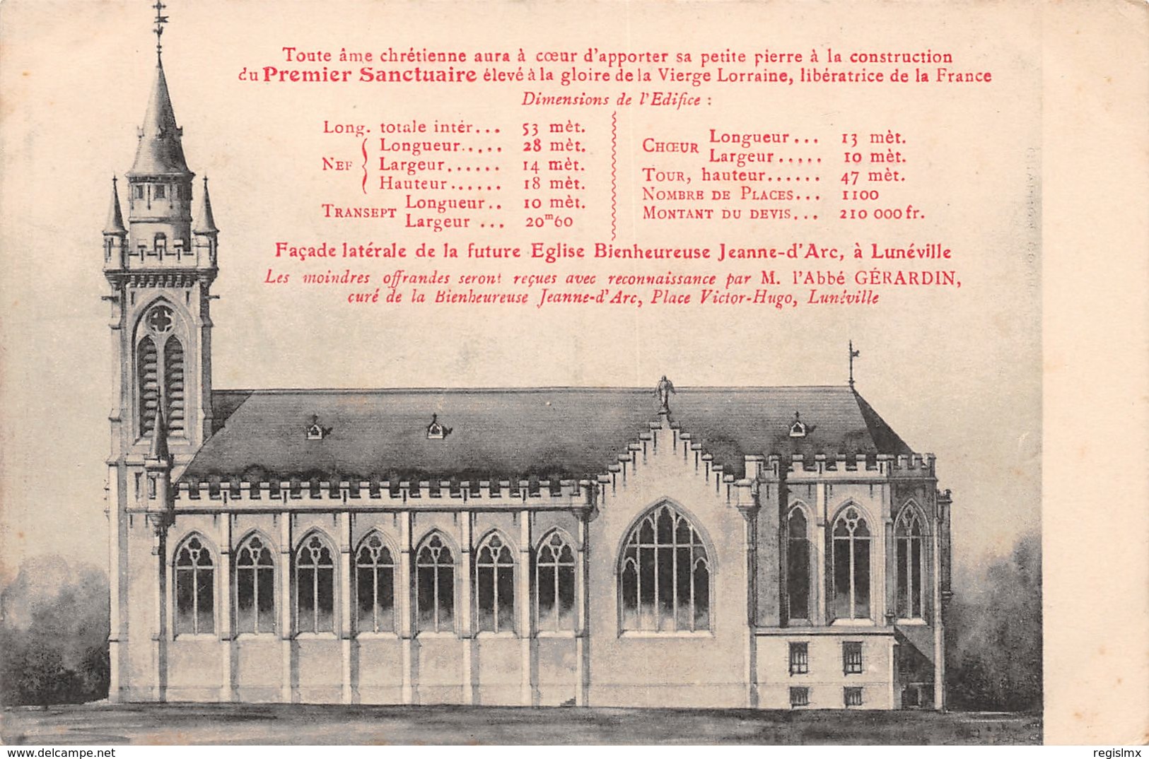 54-LUNEVILLE FACADE LATERALE DE LA FUTURE EGLISE BIENHEUREUSE JEANNE D ARC -N°T1132-A/0009 - Luneville