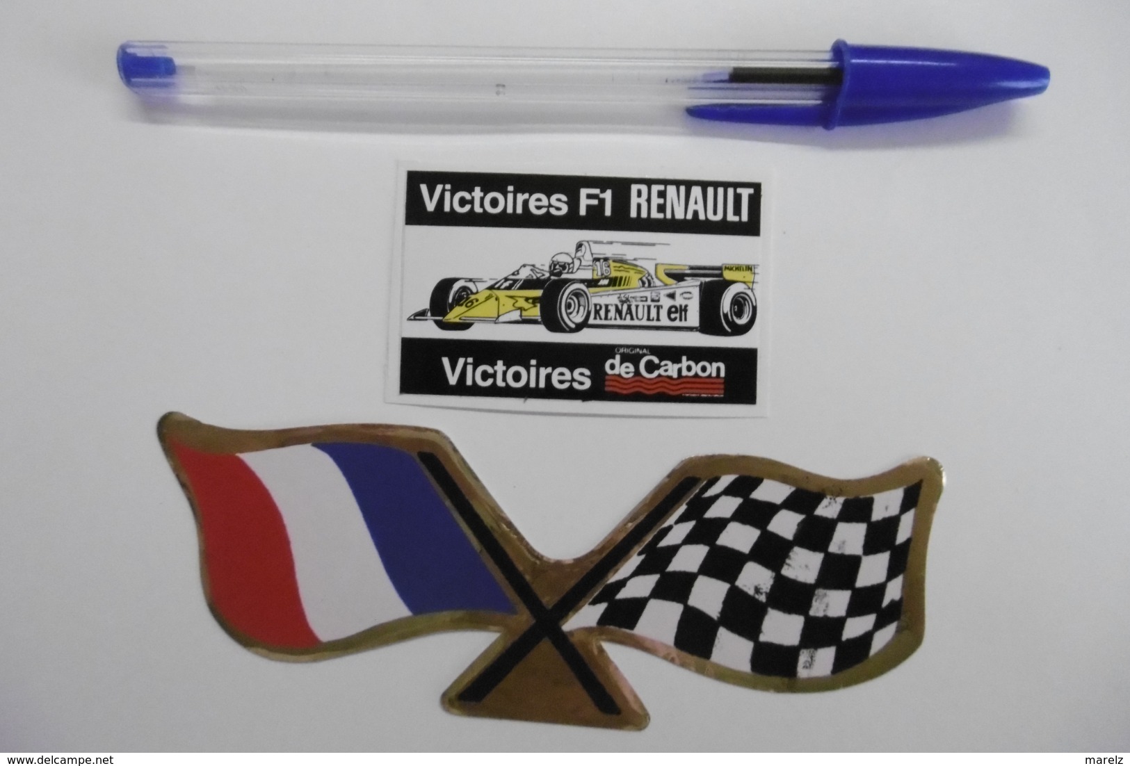 Autocollant Stickers Sport Automobile Victoires F1 RENAULT Et Drapeau à Damiers - Lot De 2 - Autocollants