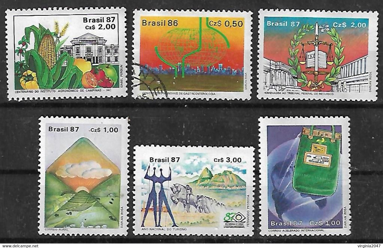 1987 Brasil Frutos-congreso De Gastroenterologia-tribunal Federal-turismo-correo Rural E Internacional 6v. - Otros & Sin Clasificación