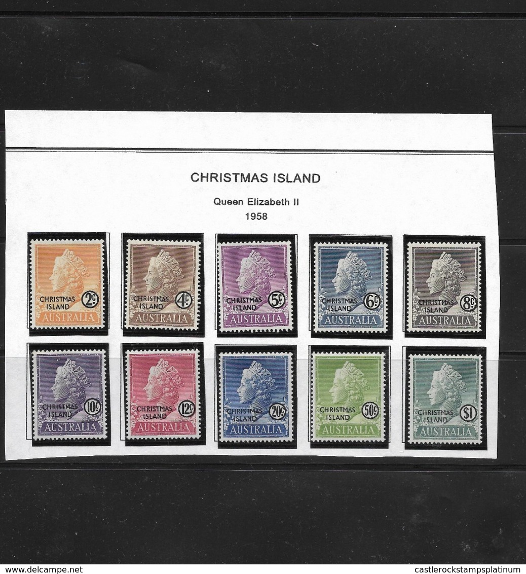 O) 1958 CHRISTMAS ISLAND, QUEEN ELIZABETH II - SC 1 - 10, SET MNH - Christmas Island