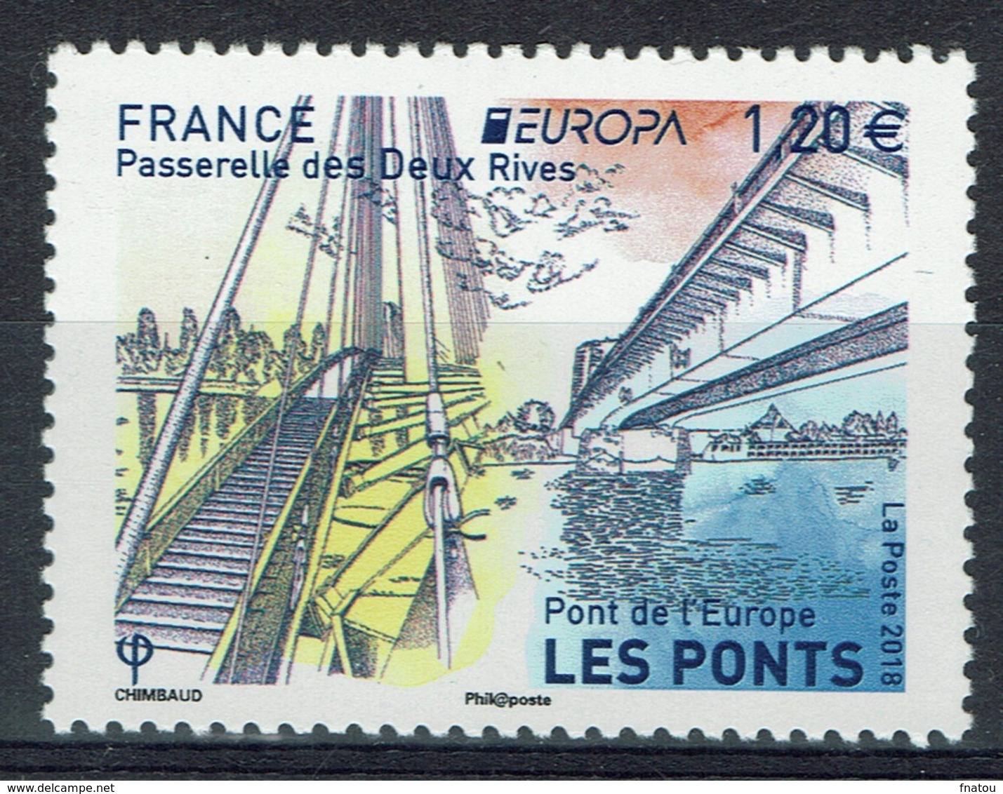 France, EUROPA, Bridges, 2018, MNH VF  5218 - Unused Stamps