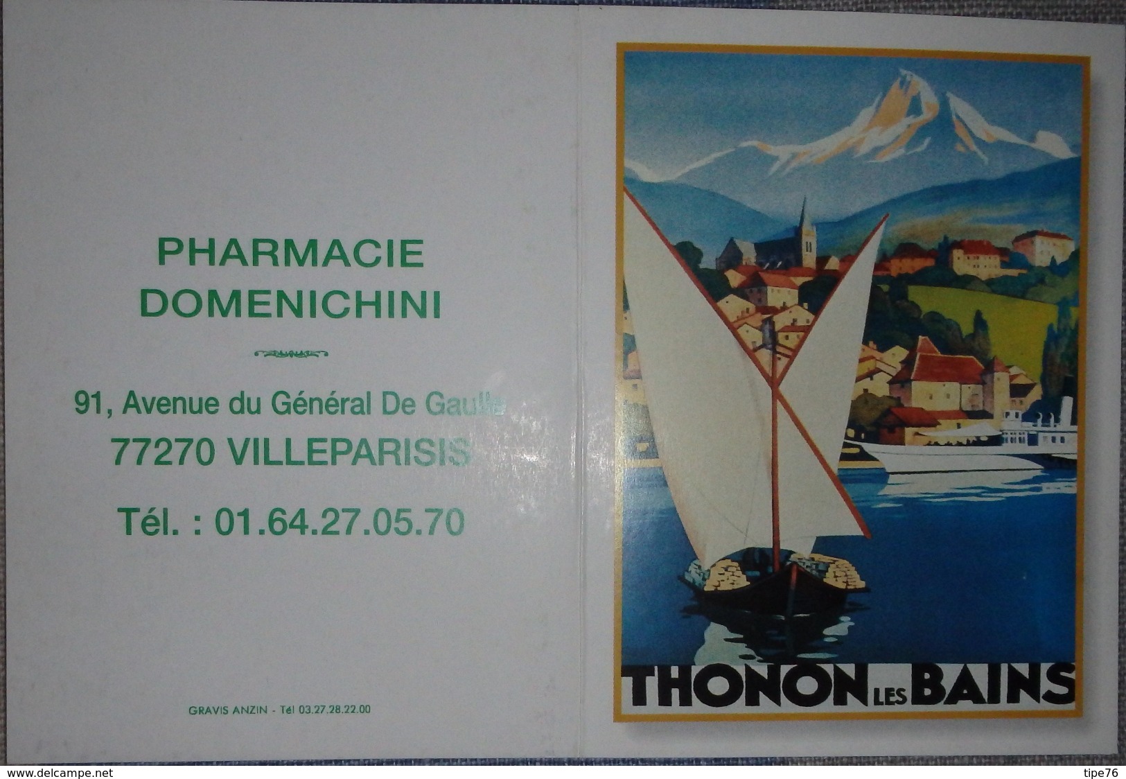 Petit Calendrier De Poche 2005 Affiche Thonon Les Bains  - Pharmacie Villeparisis - Tamaño Pequeño : 2001-...