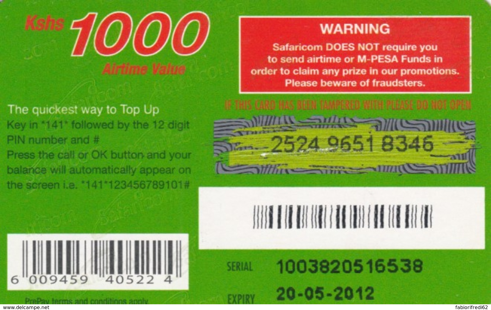 PREPAID PHONE CARD KENIA (PK1005 - Kenia