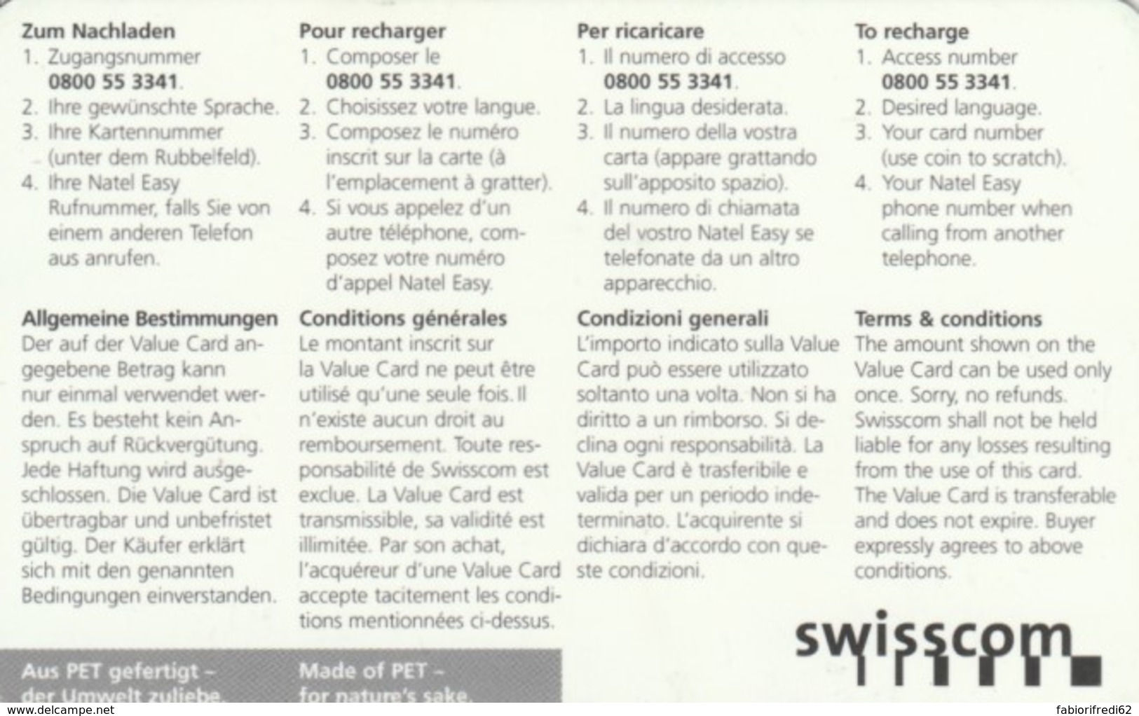 PREPAID PHONE CARD SVIZZERA (PK895 - Svizzera