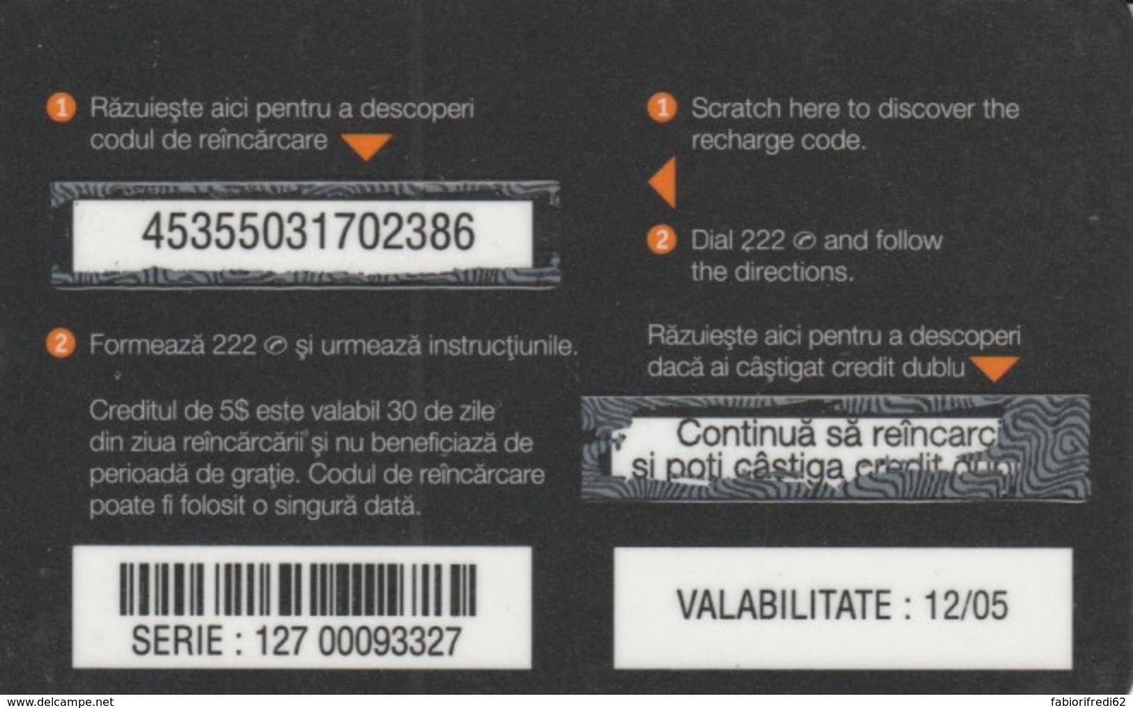PREPAID PHONE CARD ROMANIA-ORANGE (PK753 - Romania