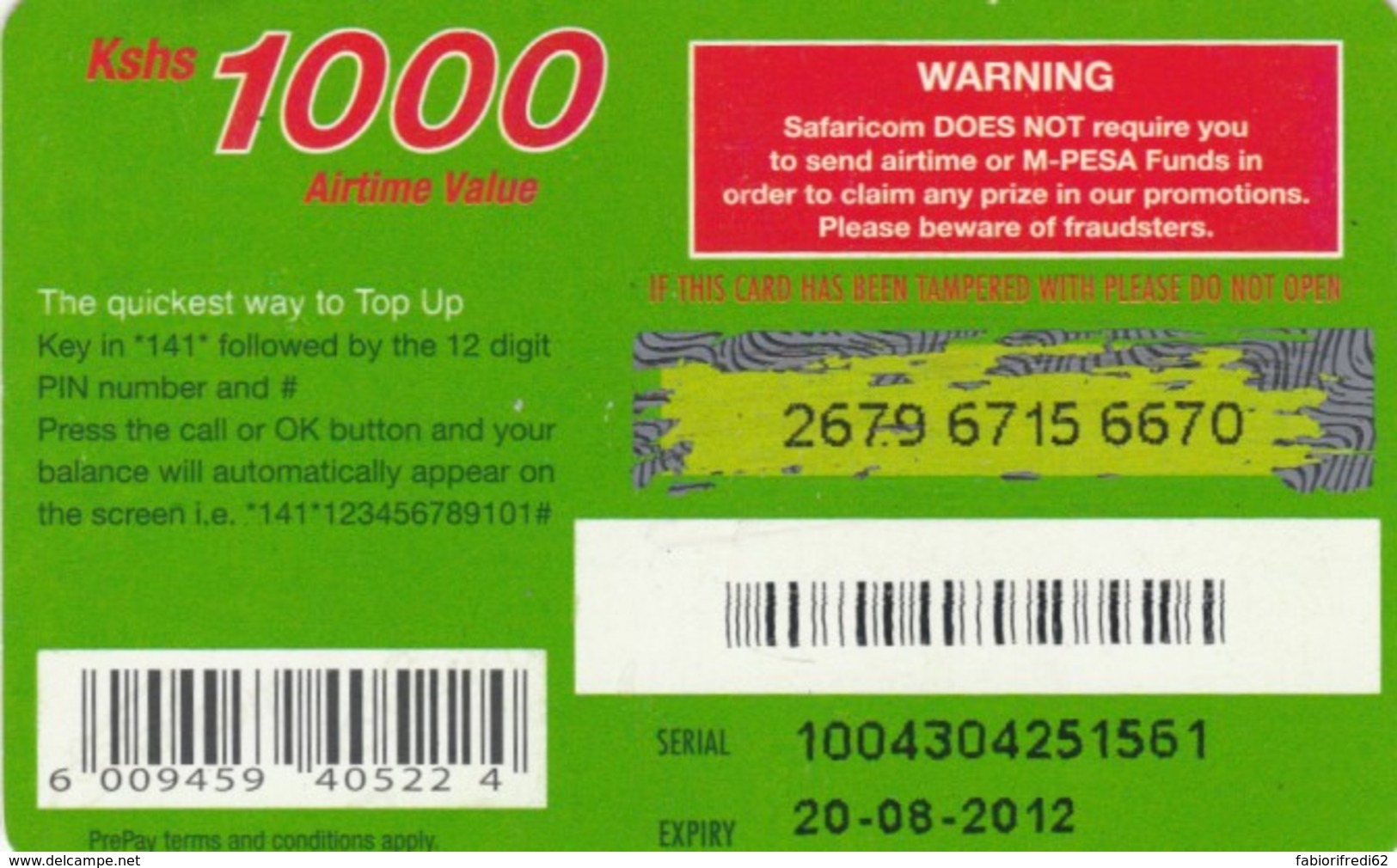 PREPAID PHONE CARD KENIA (PK812 - Kenia