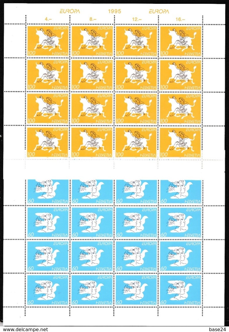 1995 Svizzera Switzerland EUROPA CEPT EUROPE 16 Serie Di 2v. In 2 Minifogli MNH** 2 Minisheets - 1995