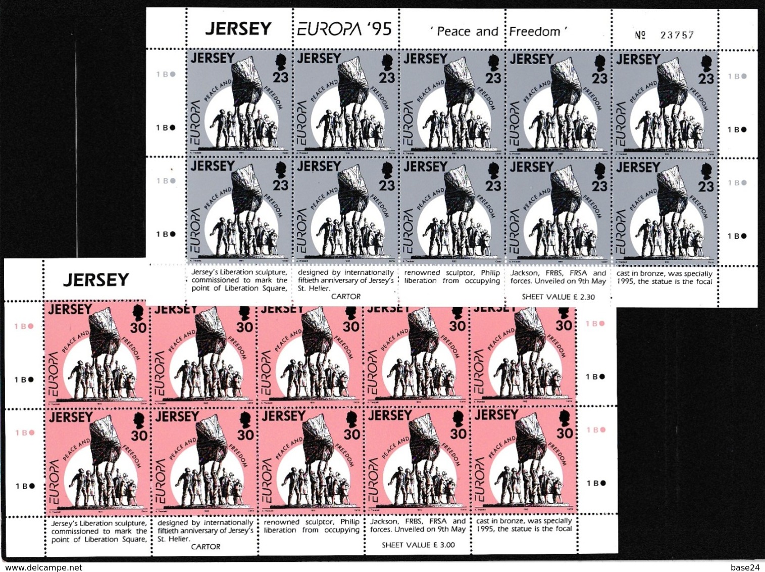 1995 Jersey EUROPA CEPT EUROPE 10 Serie Di 2v. MNH** In Minifoglio Minisheet - 1995