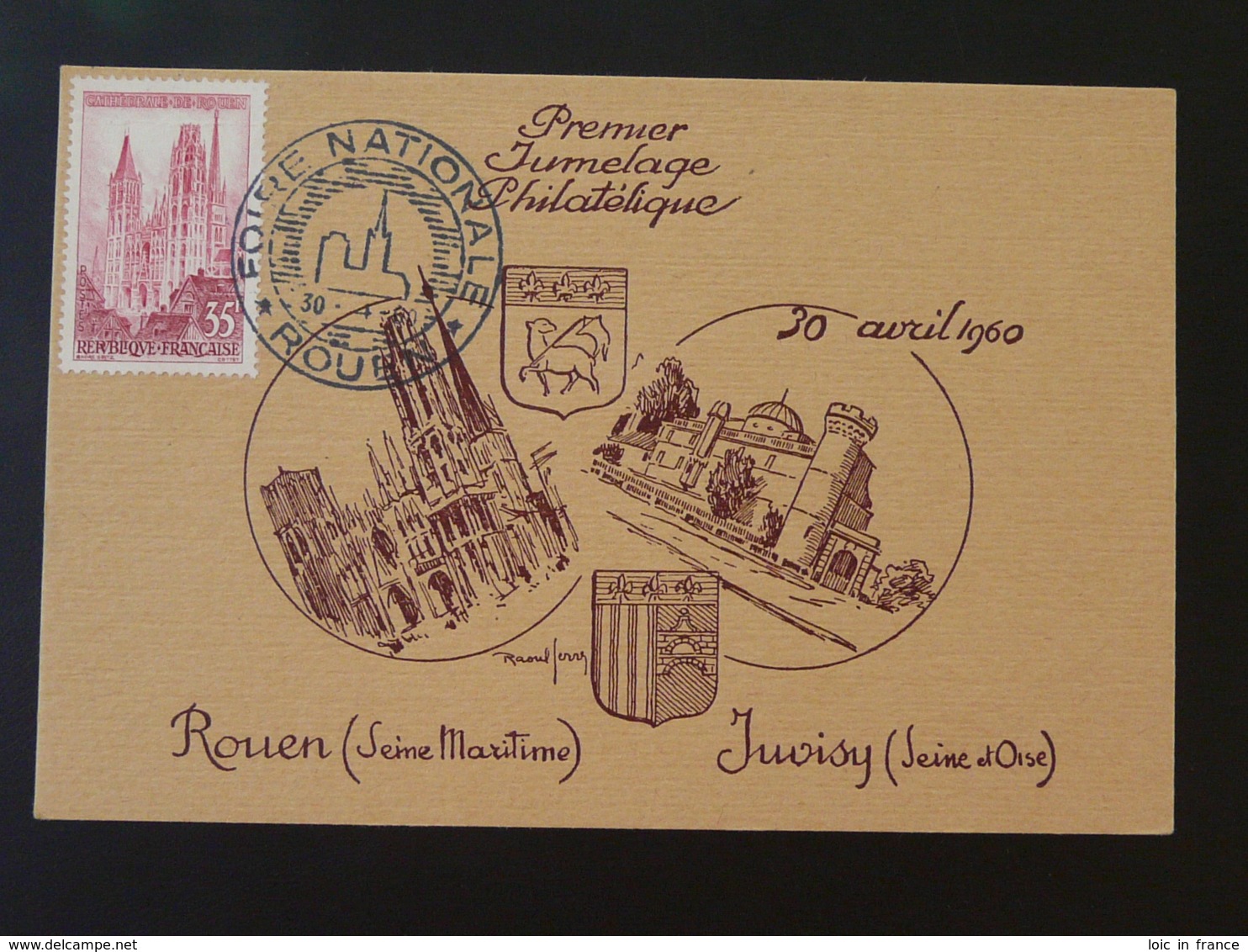 Carte Maximum Card Cathédrale De Rouen Foire Nationale Jumelage Philatélique Avec Juvisy 1960 - Eglises Et Cathédrales