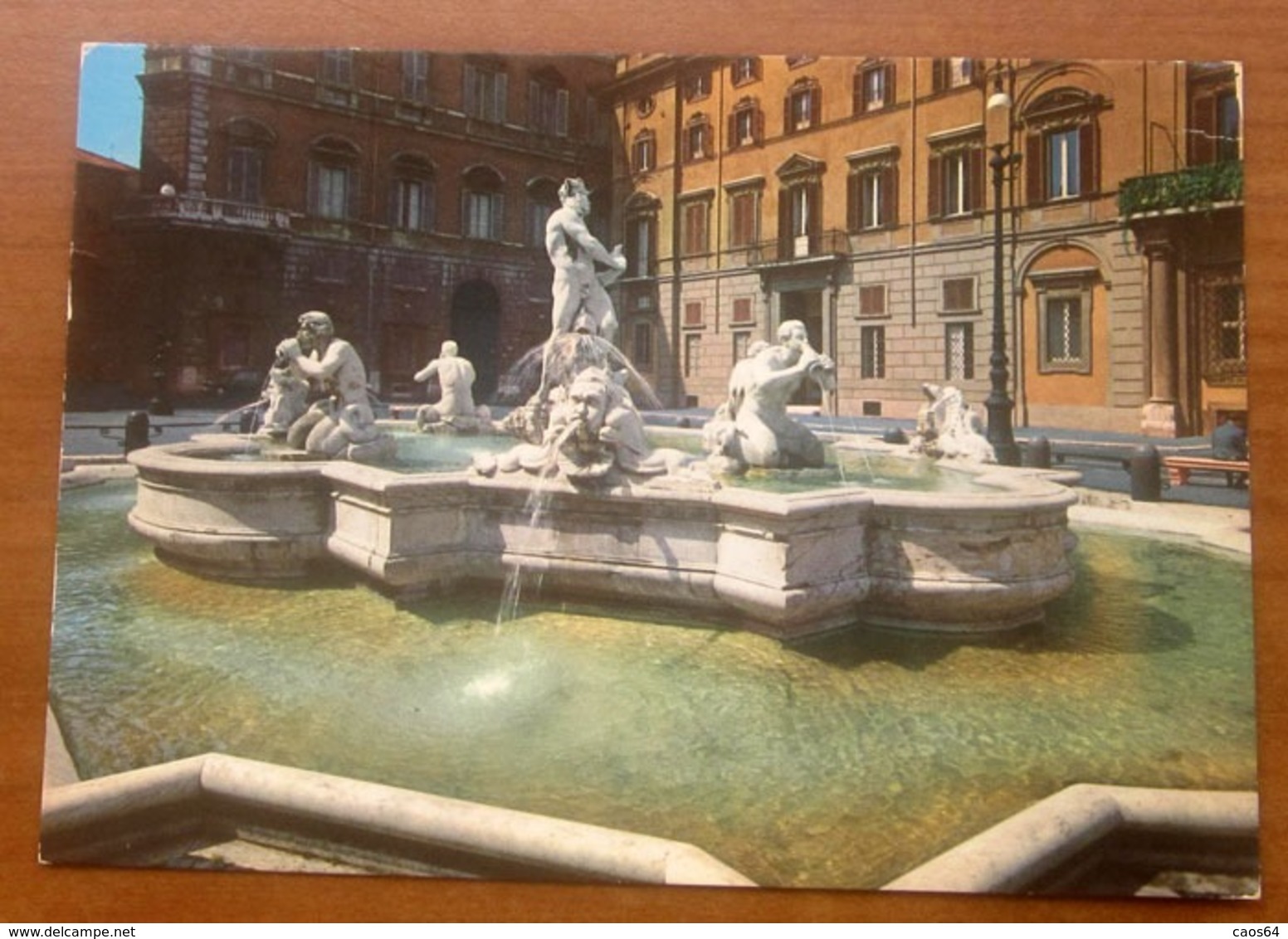 ROMA Piazza Navona Fontana Del Moro Cartolina  Viaggiata 1971 Storia Postale Targhetta Buon Natale - Piazze