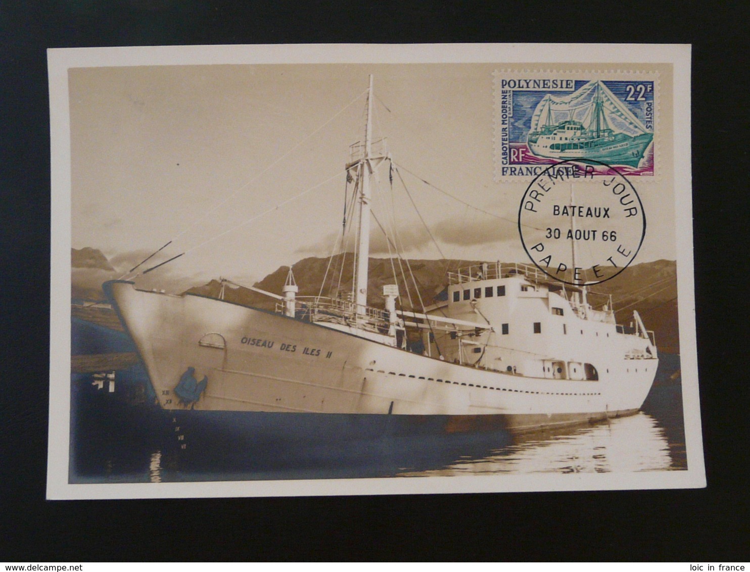 Carte Maximum Card Bateau Caboteur Moderne Polynésie Française 1966 - Maximum Cards