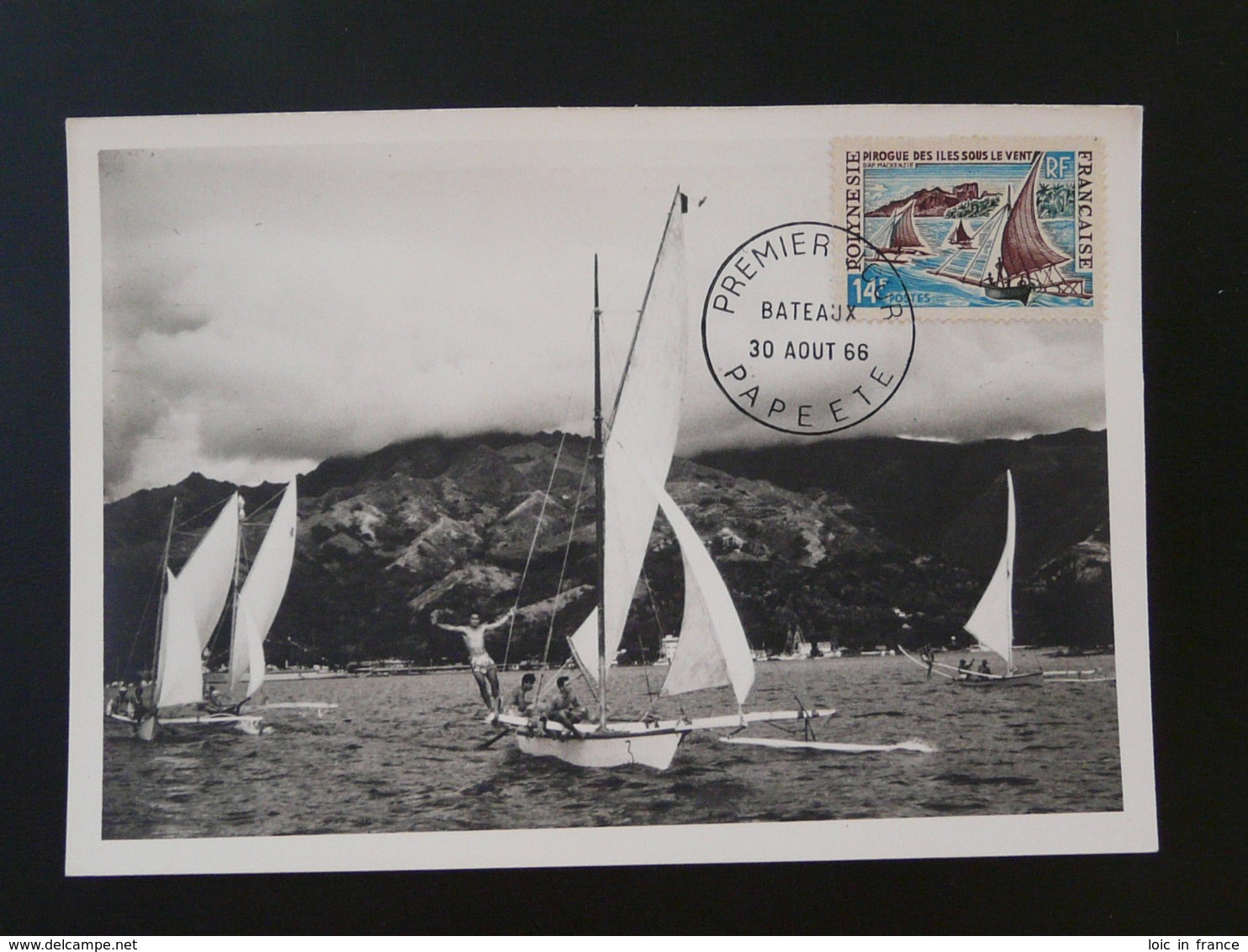 Carte Maximum Card Bateau Pirogue Des Iles Sous Le Vent Polynésie Française 1966 (ex 2) - Tarjetas – Máxima