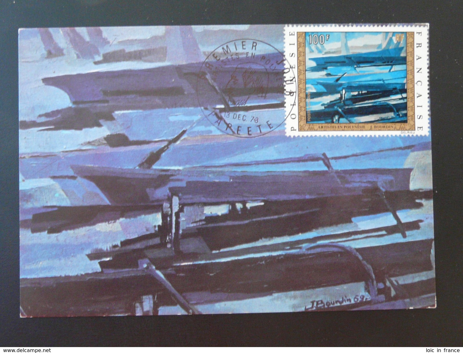 Carte Maximum Card Artistes En Polynésie Peinture De Bourdin Painting 1973 - Cartes-maximum