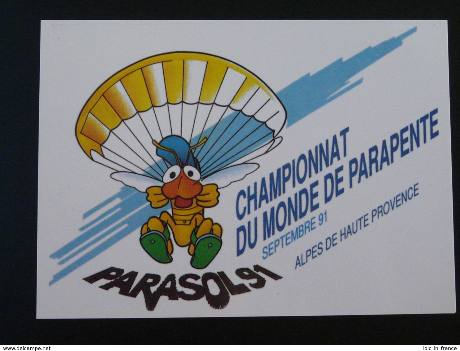 Carte Commemorative Card Championnat Du Monde Parapente 04 Digne 1991 - Parachutting